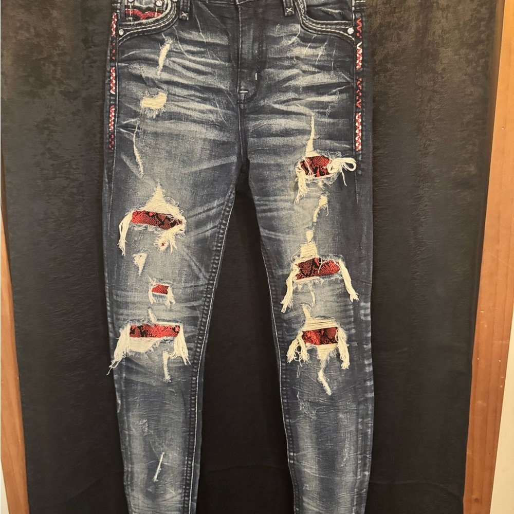 ROCK REVIVAL CARMINE LIMITED EDITION SNAKE PRINT JEANS — #031/825 — SIZE 26